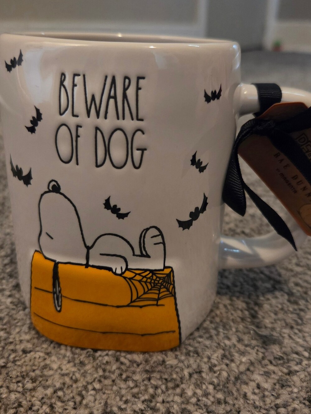 Rae Dunn Peanuts Mug Snoopy 'Beware of Dog' Adorable Fun Halloween